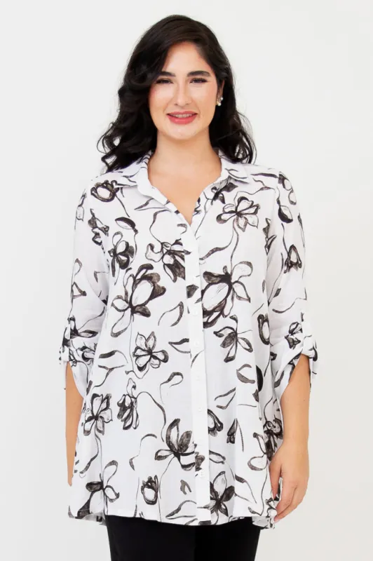 Celine Blouse, Affection, Linen Bamboo sold by Blue Sky