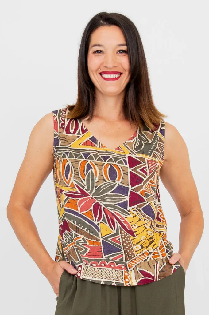 Havana Tank, Tropikal, Linen Bamboo sold by Blue Sky