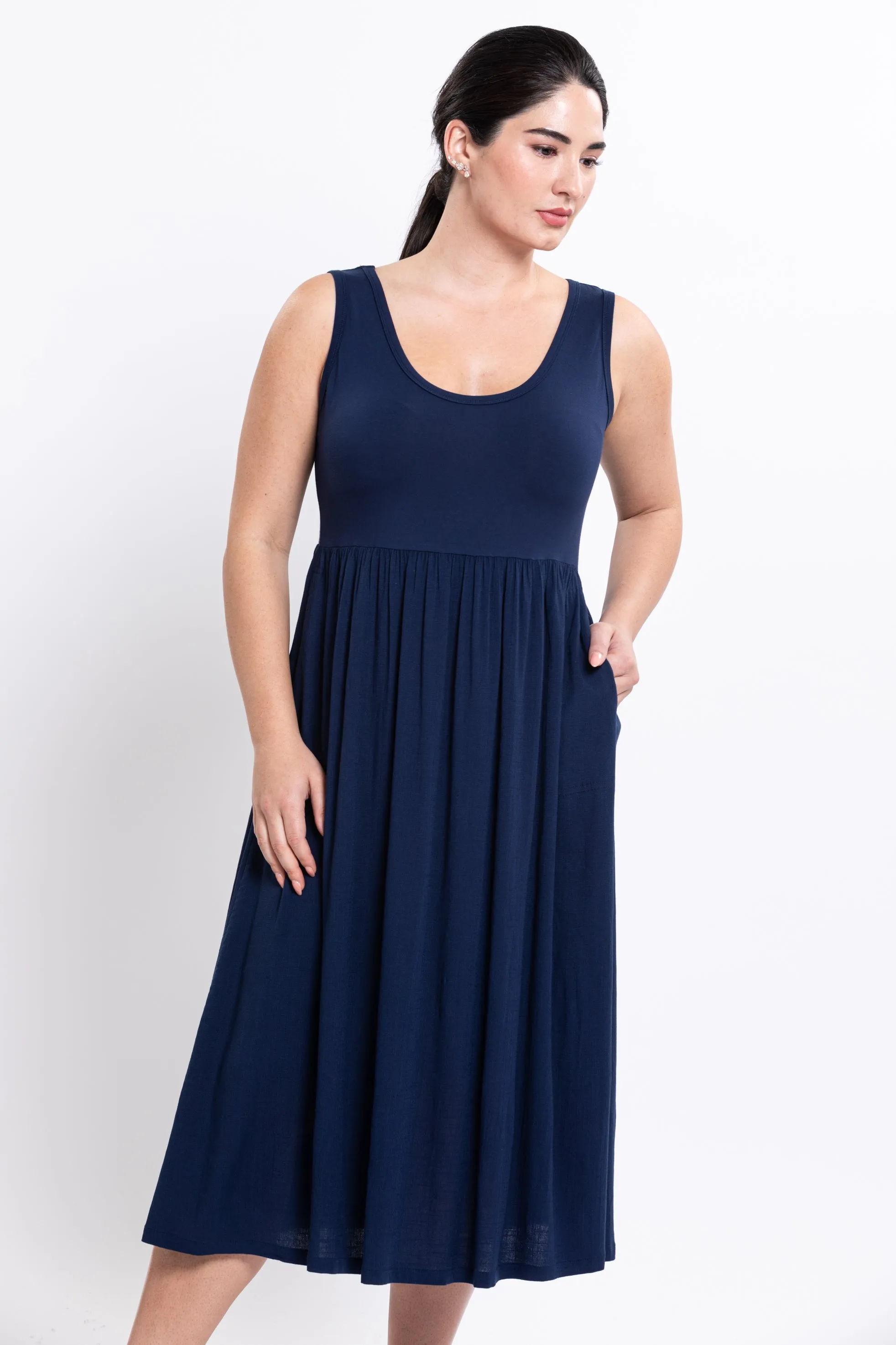 Paloma Dress, Indigo, Linen Bamboo sold by Blue Sky product image thumbnail 5
