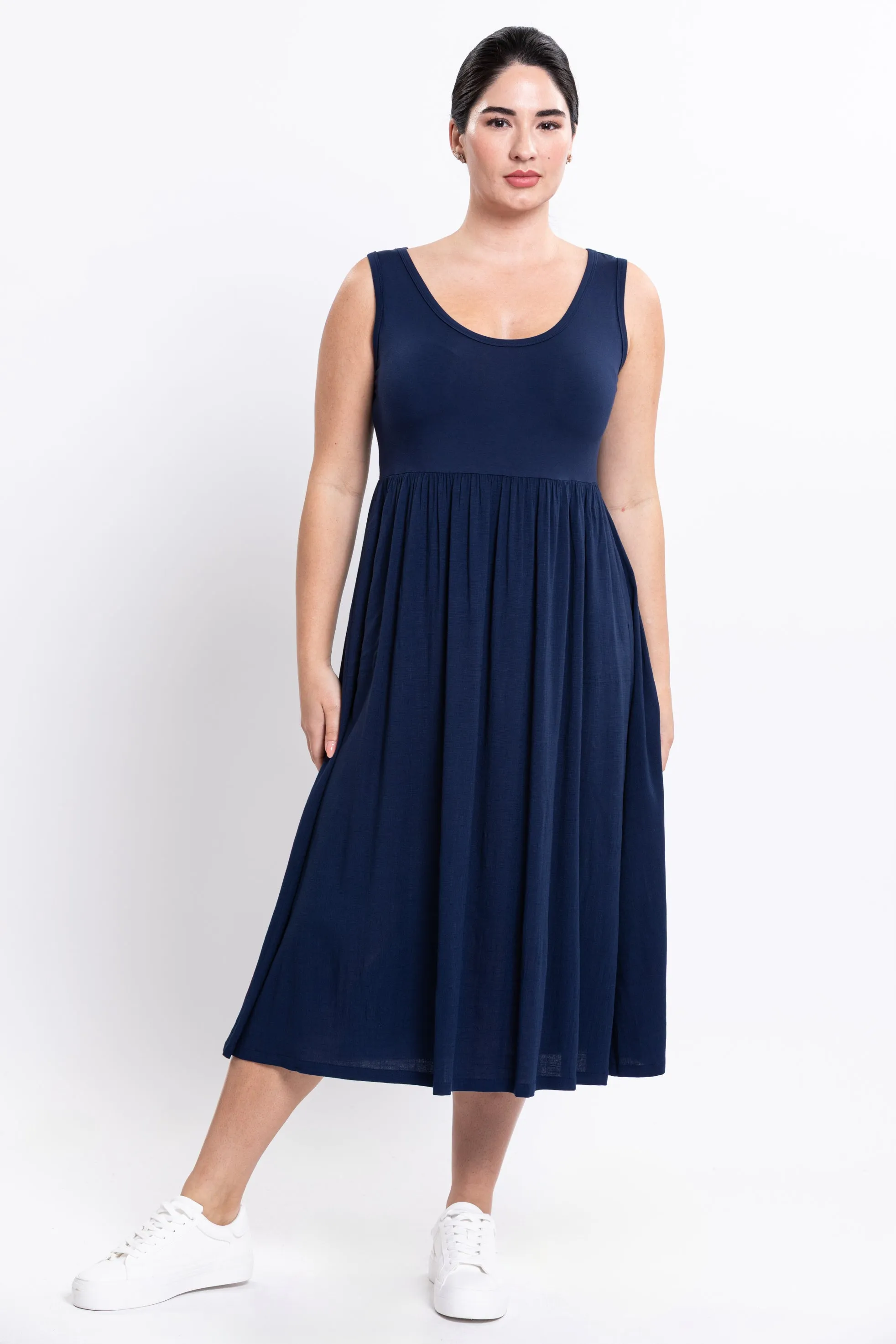 Paloma Dress, Indigo, Linen Bamboo sold by Blue Sky product image thumbnail 4