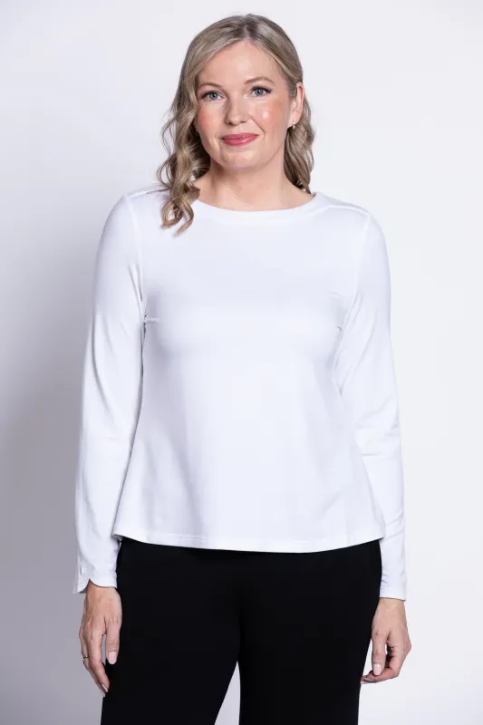 Mona Top, White, French Terry sold by Blue Sky