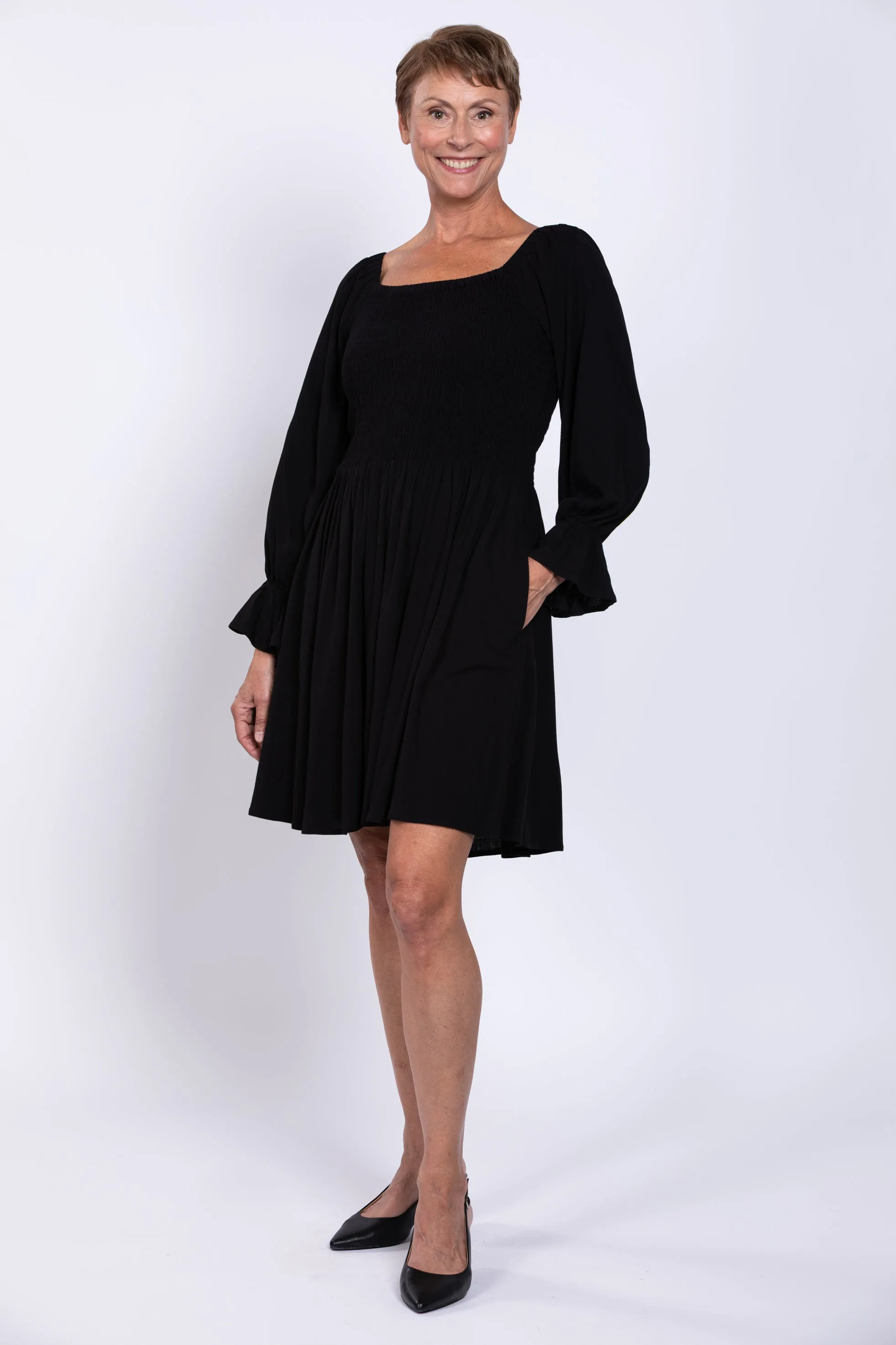 Eden Dress, Black, Linen Bamboo sold by Blue Sky