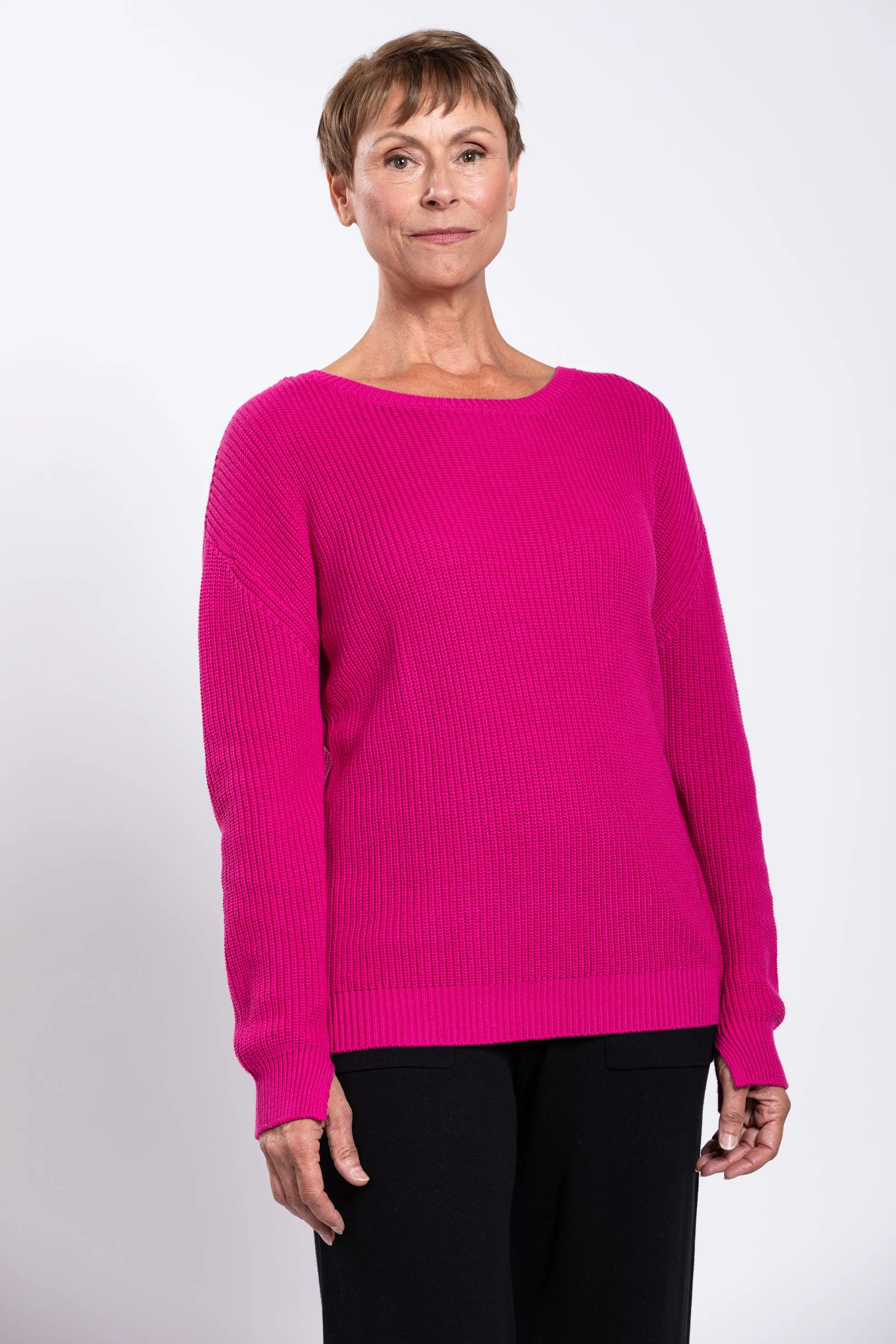 Mission Sweater, Fuchsia, Cotton sold by Blue Sky