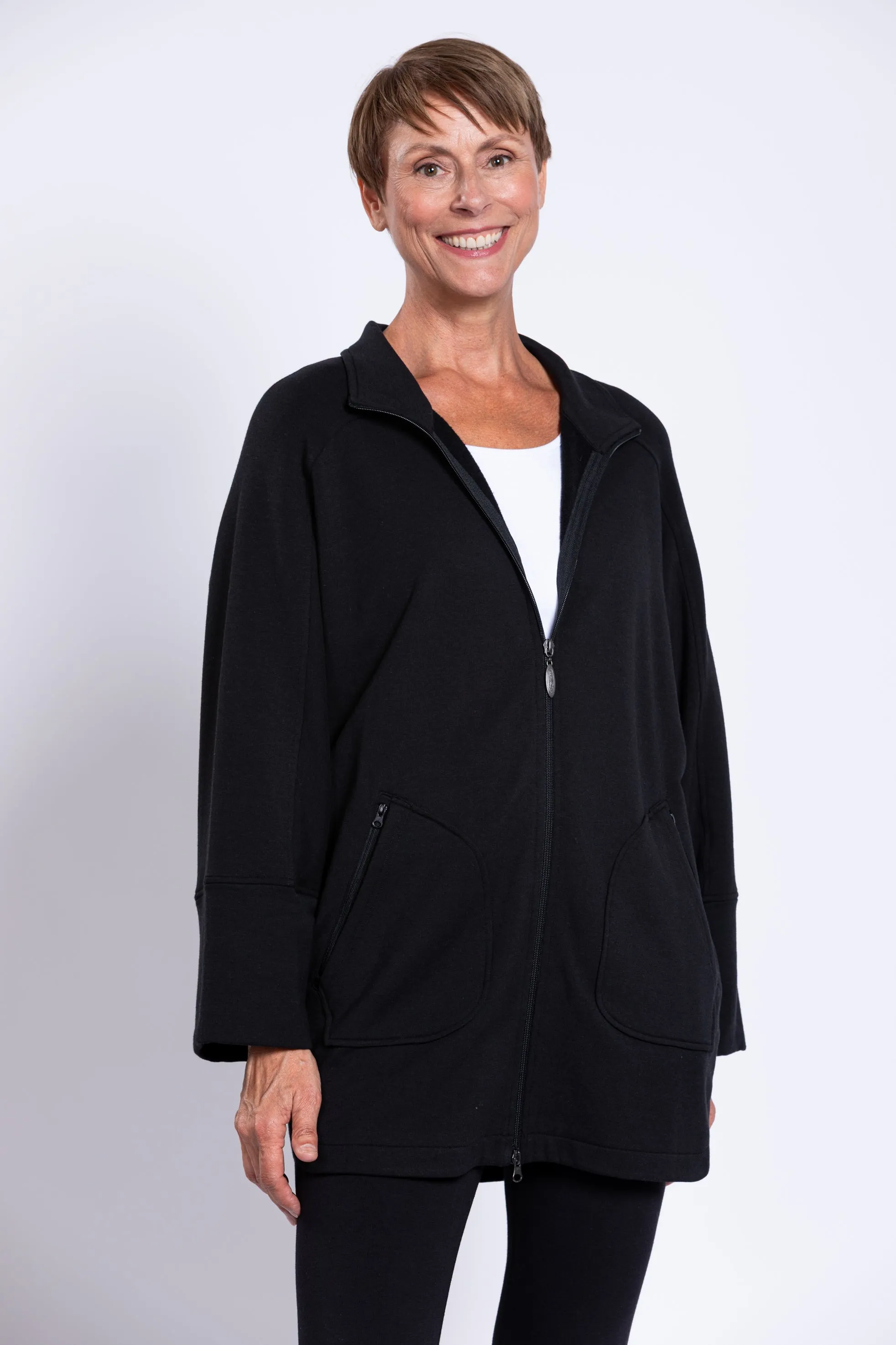 Taran Jacket, Black, Bamboo Fleece sold by Blue Sky