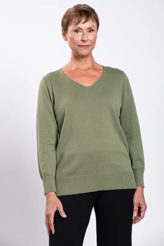 Tiff Sweater, Sage, Cotton sold by Blue Sky