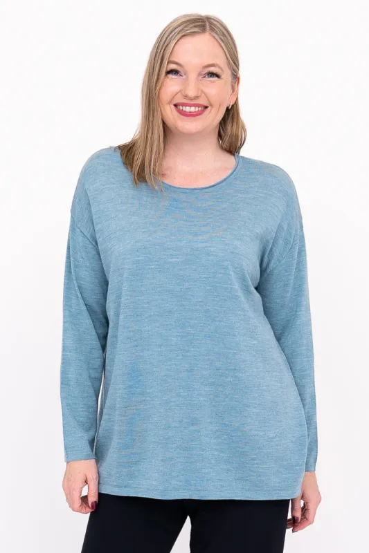 Matera Sweater, Teal Lite, Merino Wool sold by Blue Sky