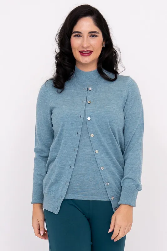 Kitten Cardigan, Teal Lite, Merino Wool sold by Blue Sky