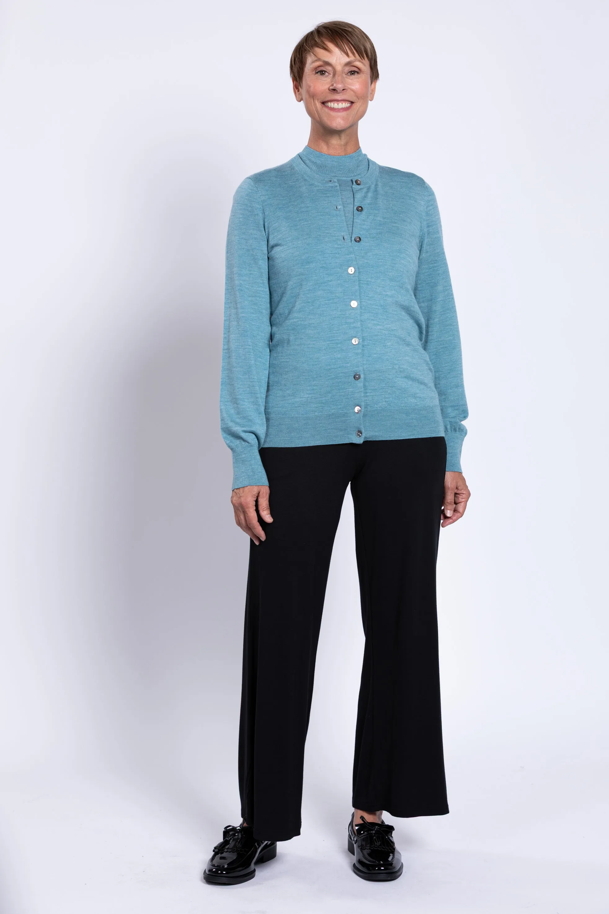 Kitten Cardigan, Teal Lite, Merino Wool sold by Blue Sky product image thumbnail 5