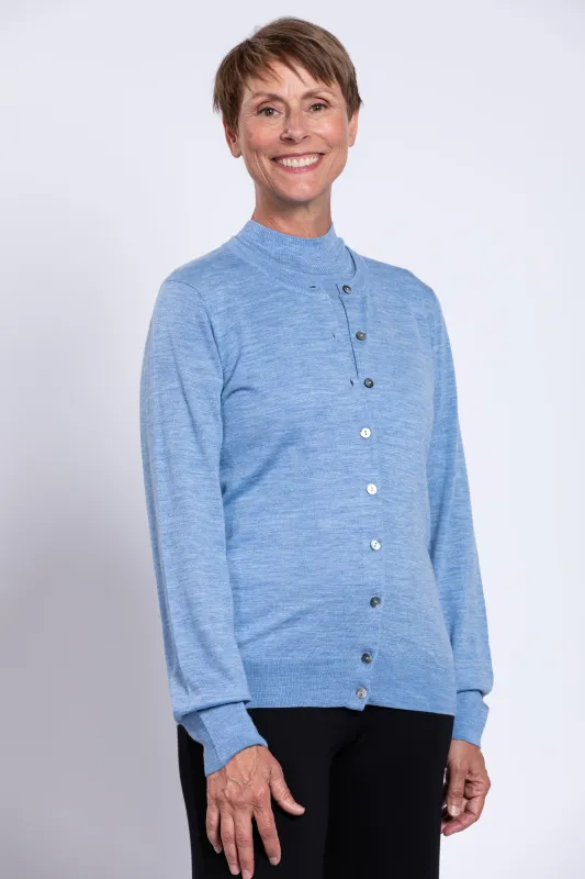 Kitten Cardigan, Soft Blue, Merino Wool sold by Blue Sky