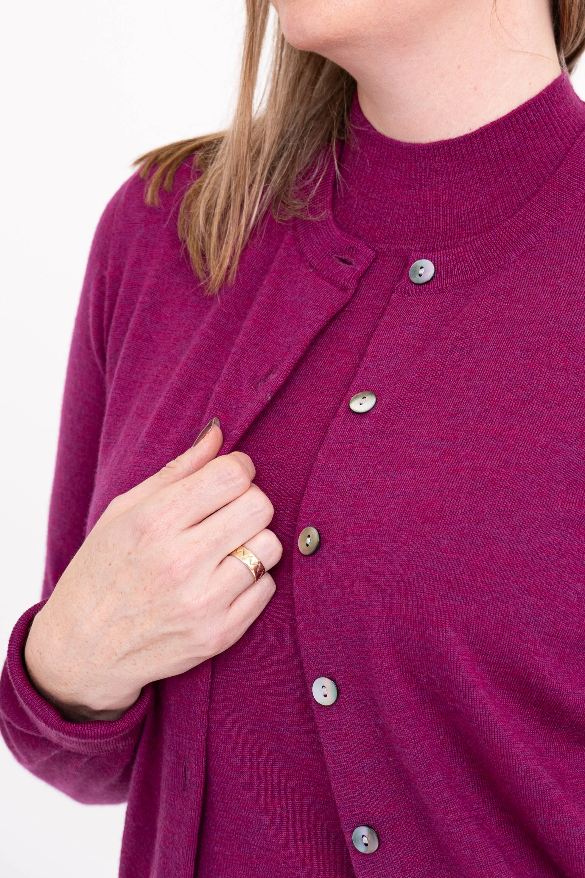 Kitten Cardigan, Magenta, Merino Wool sold by Blue Sky product image thumbnail 5