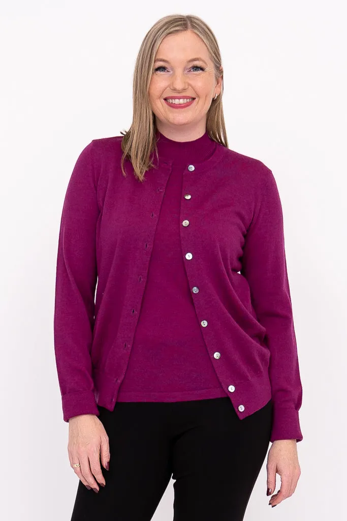 Kitten Cardigan, Magenta, Merino Wool sold by Blue Sky product image thumbnail 3