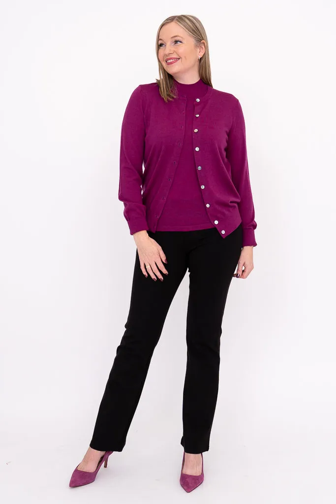 Kitten Cardigan, Magenta, Merino Wool sold by Blue Sky product image thumbnail 4