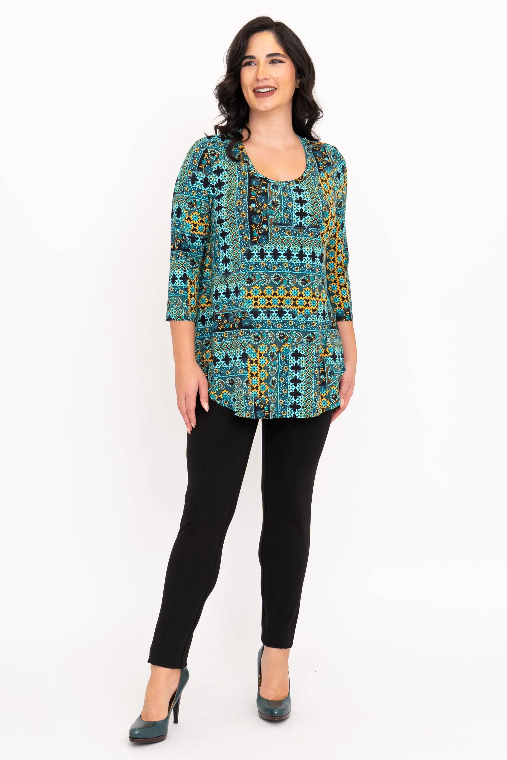 Jazz 3/4 Top, Teal Ways, Bamboo sold by Blue Sky product image thumbnail 3