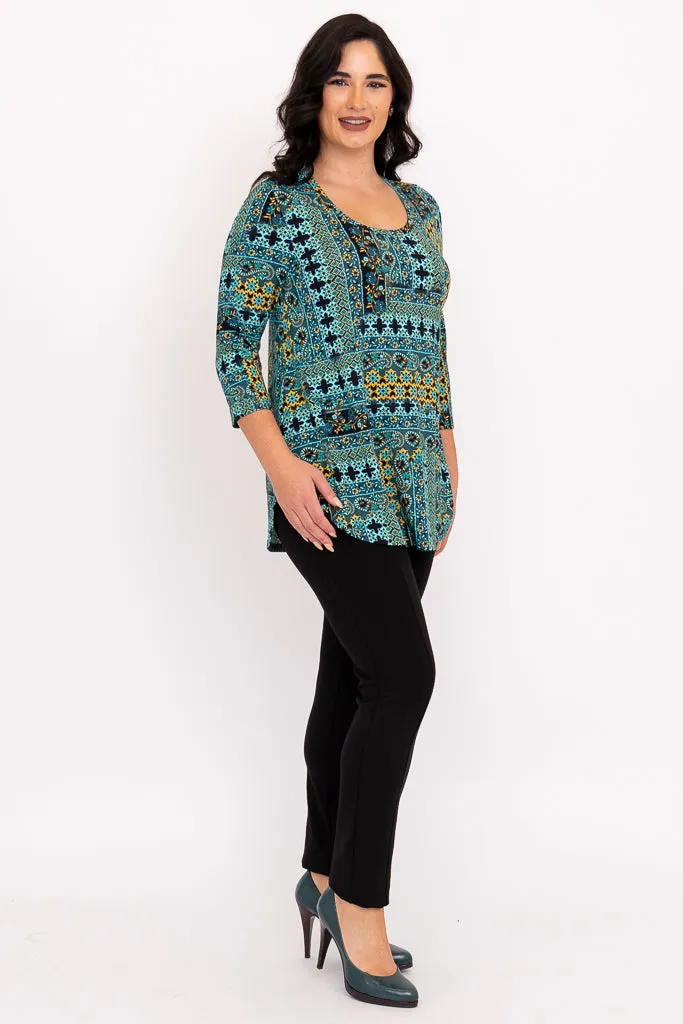 Jazz 3/4 Top, Teal Ways, Bamboo sold by Blue Sky product image thumbnail 2