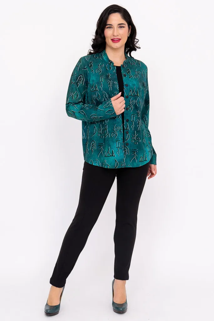 Debbie L/S Top, Teal Rune, Bamboo sold by Blue Sky product image thumbnail 2