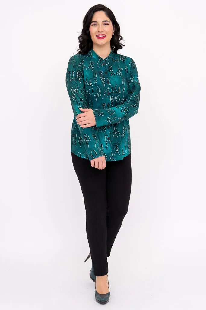 Debbie L/S Top, Teal Rune, Bamboo sold by Blue Sky product image thumbnail 3