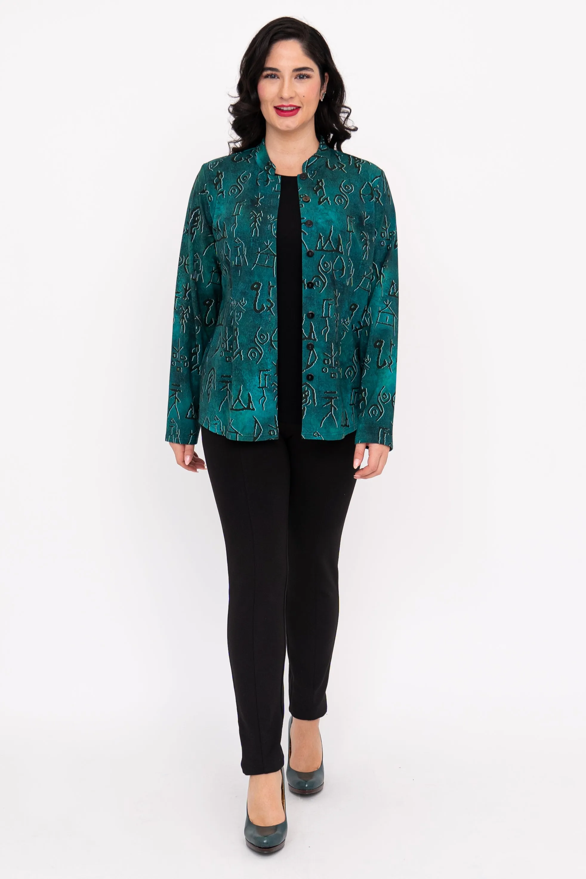 Debbie L/S Top, Teal Rune, Bamboo sold by Blue Sky product image thumbnail 4