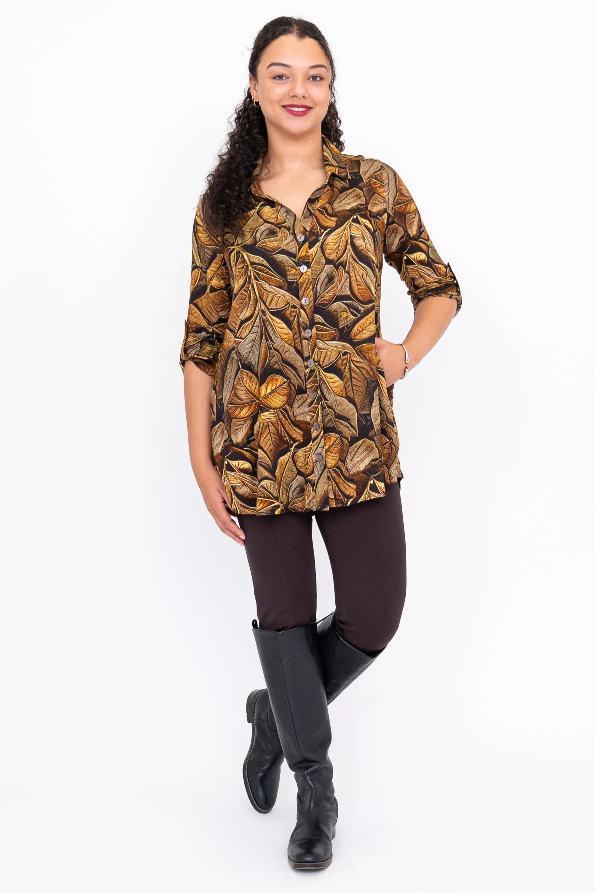 Celine Blouse, Chocolate Autumn, Linen Bamboo sold by Blue Sky product image thumbnail 4