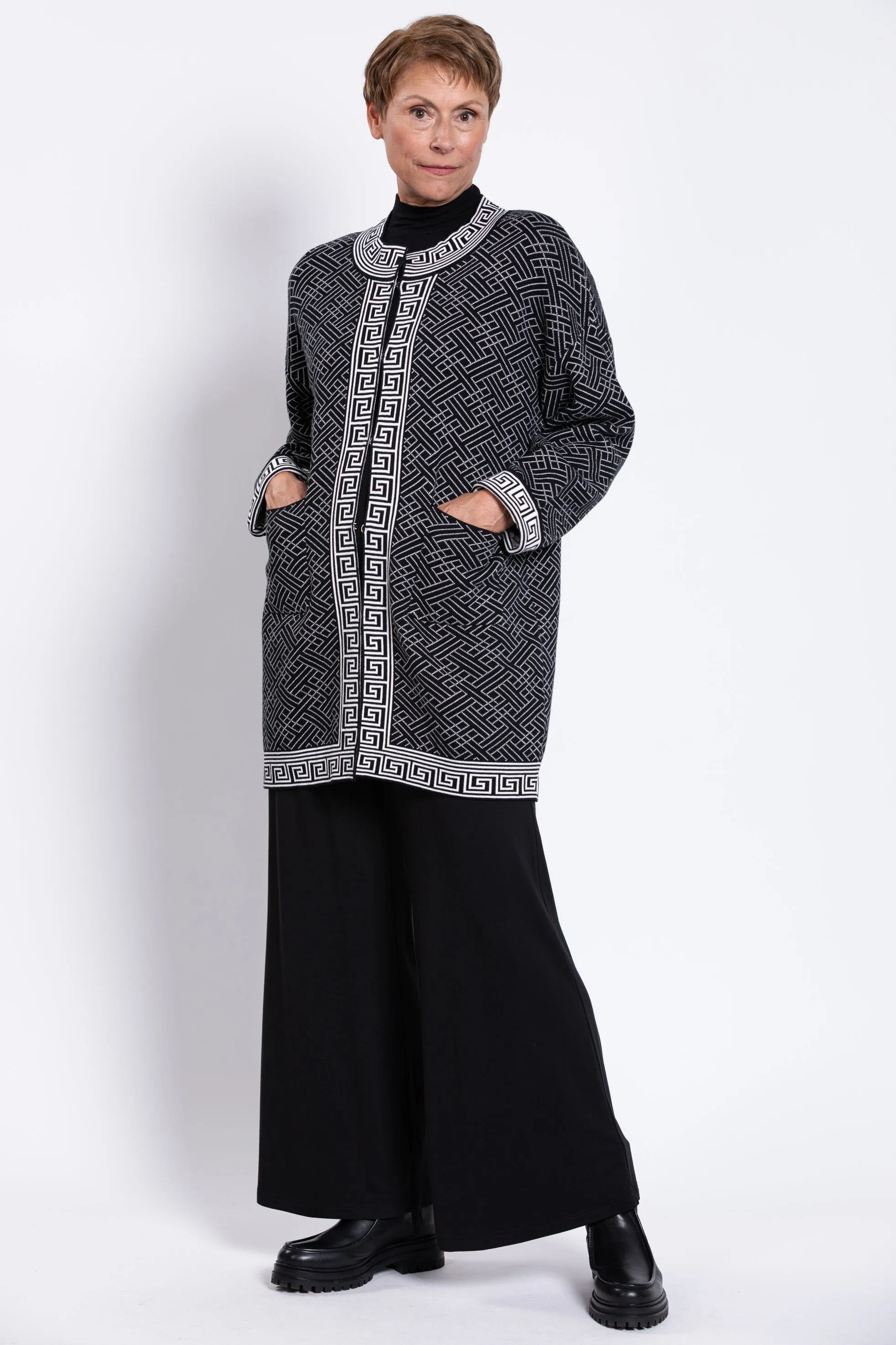 Oslo Cardigan, Black and White, Cotton sold by Blue Sky product image thumbnail 4