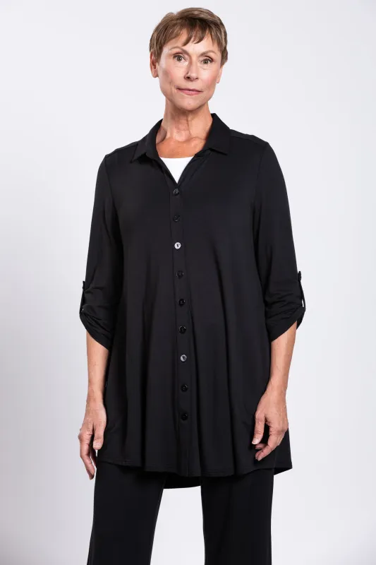 Michele Blouse, Black, French Terry sold by Blue Sky