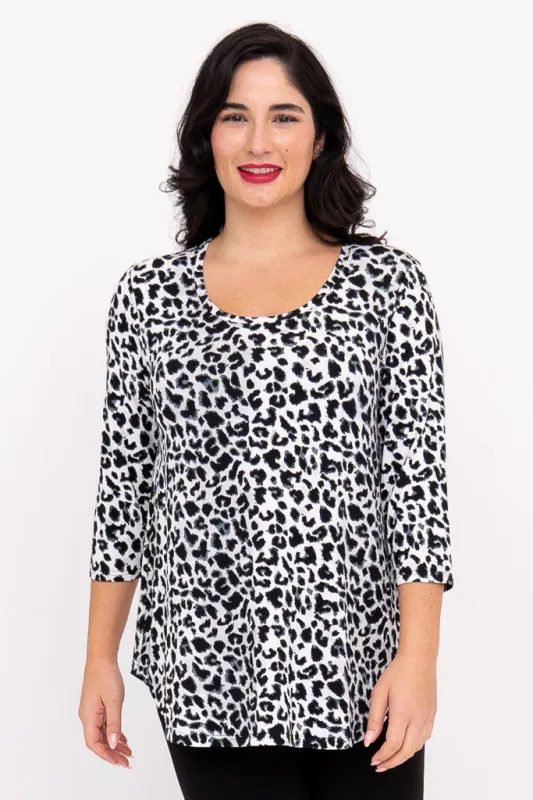 Jazz 3/4 Top, BW Leopard, Bamboo sold by Blue Sky