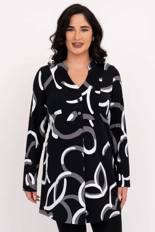 Edwina L/S Tunic, BW Focus, Bamboo sold by Blue Sky