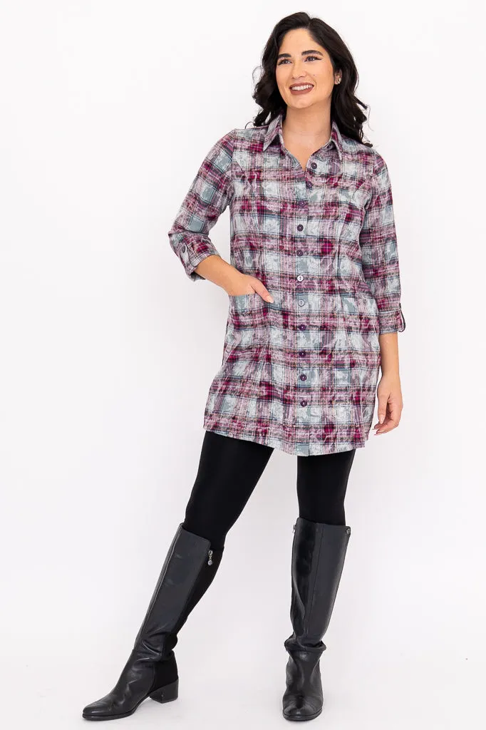Larissa Tunic, Magenta Plaid, Cotton sold by Blue Sky product image thumbnail 2