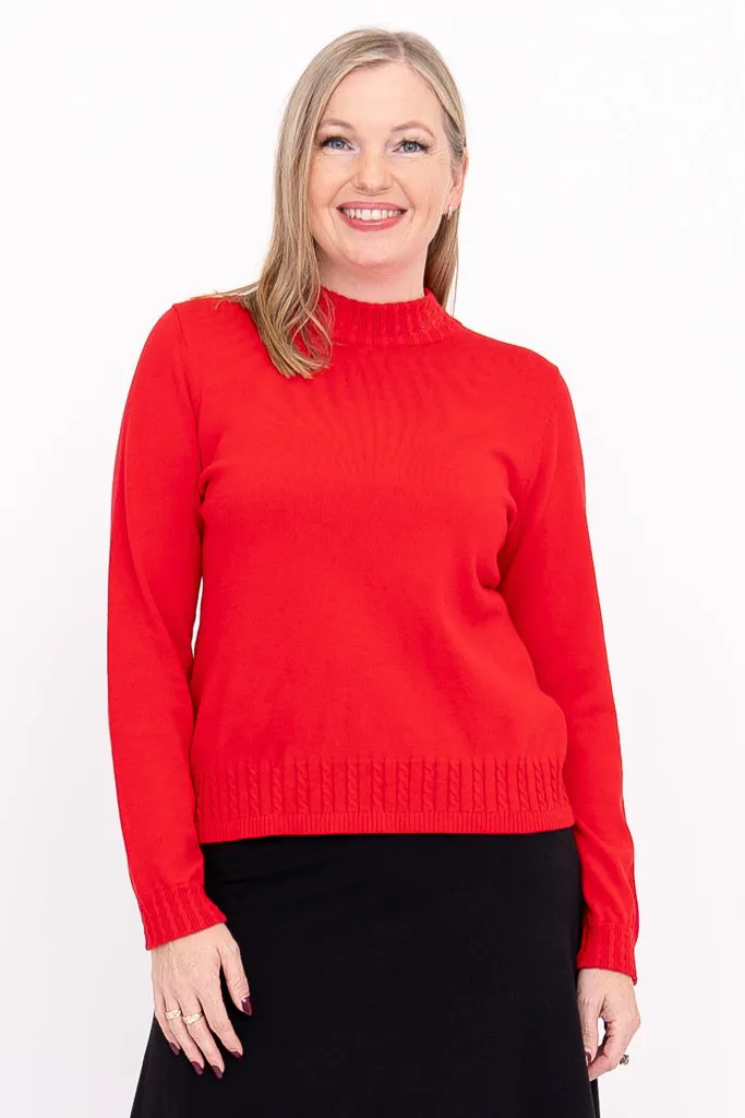 Ella Sweater, Red, Cotton sold by Blue Sky