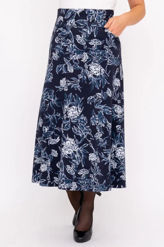 Gillian Skirt, Indigo Vibe, Bamboo sold by Blue Sky