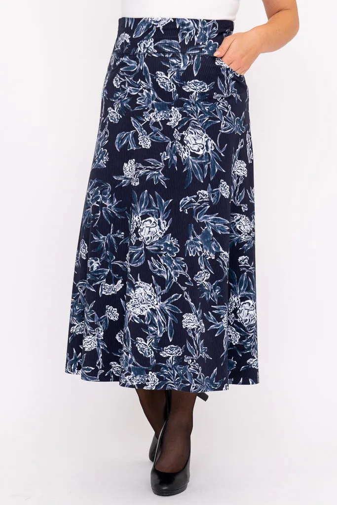 Gillian Skirt, Indigo Vibe, Bamboo sold by Blue Sky