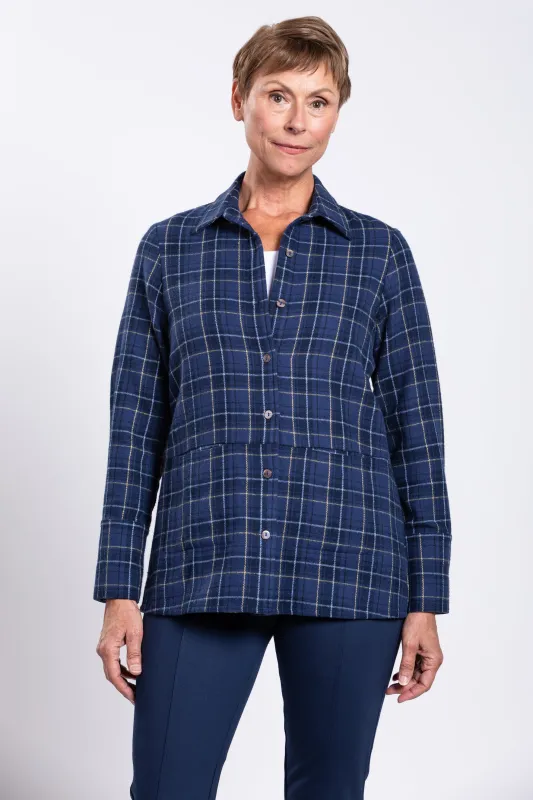 Iris Jacket, Indigo Plaid, Cotton sold by Blue Sky
