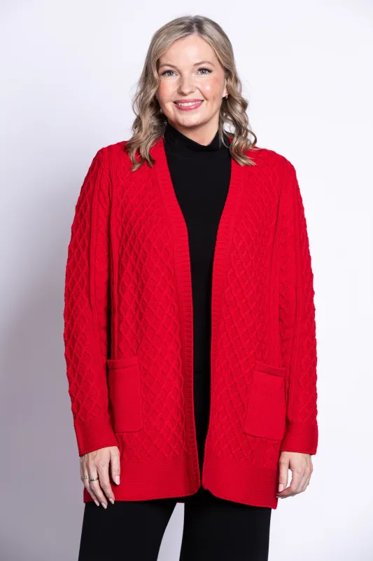 Jenny Cardigan, Red, Cotton sold by Blue Sky
