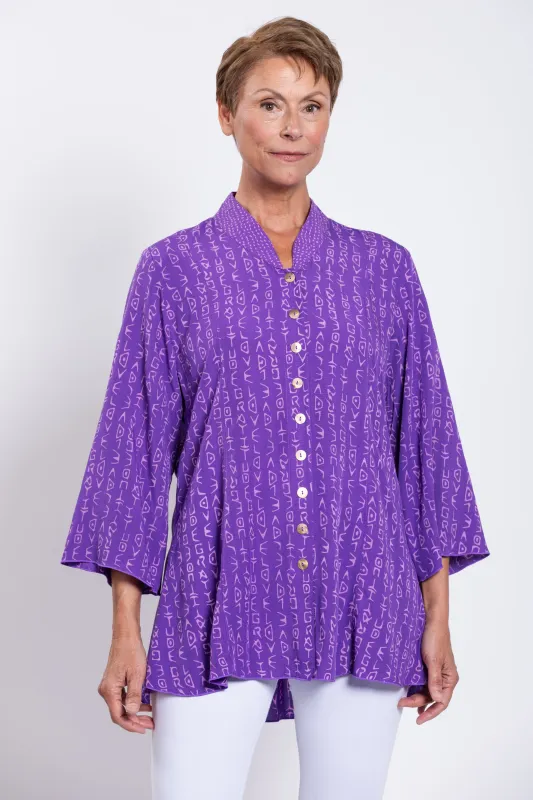 Mar 3/4 Blouse, Purple Love Gratt sold by Blue Sky