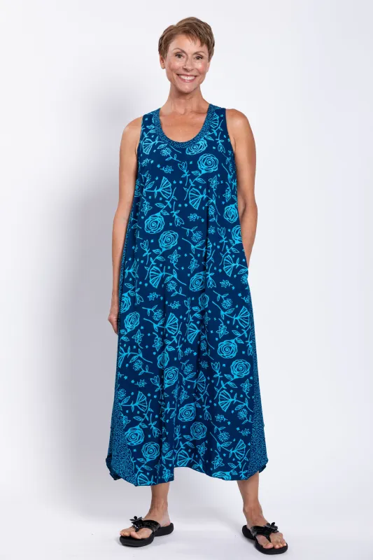 Ari Dress, Indigo Floral sold by Blue Sky