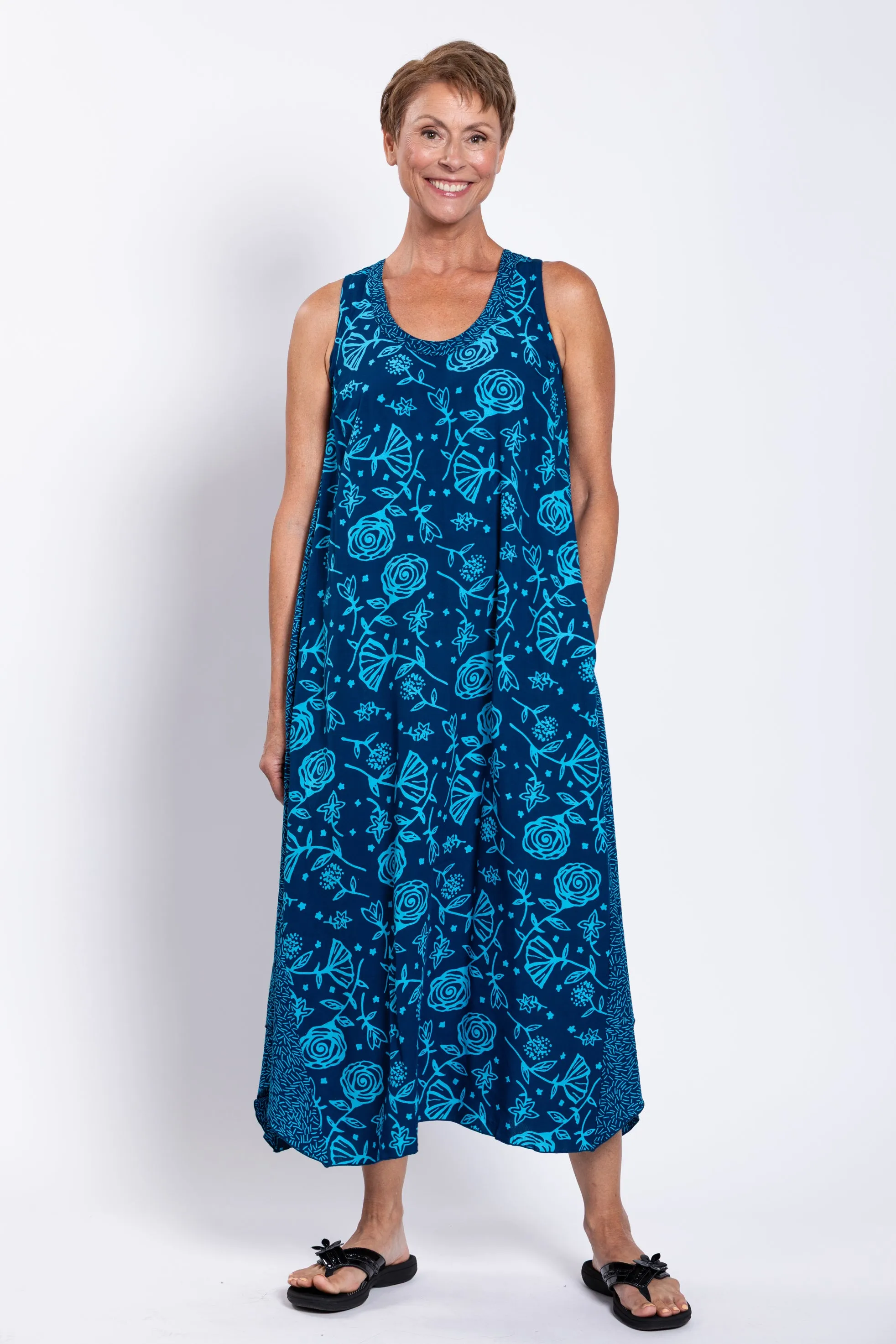 Ari Dress, Indigo Floral sold by Blue Sky