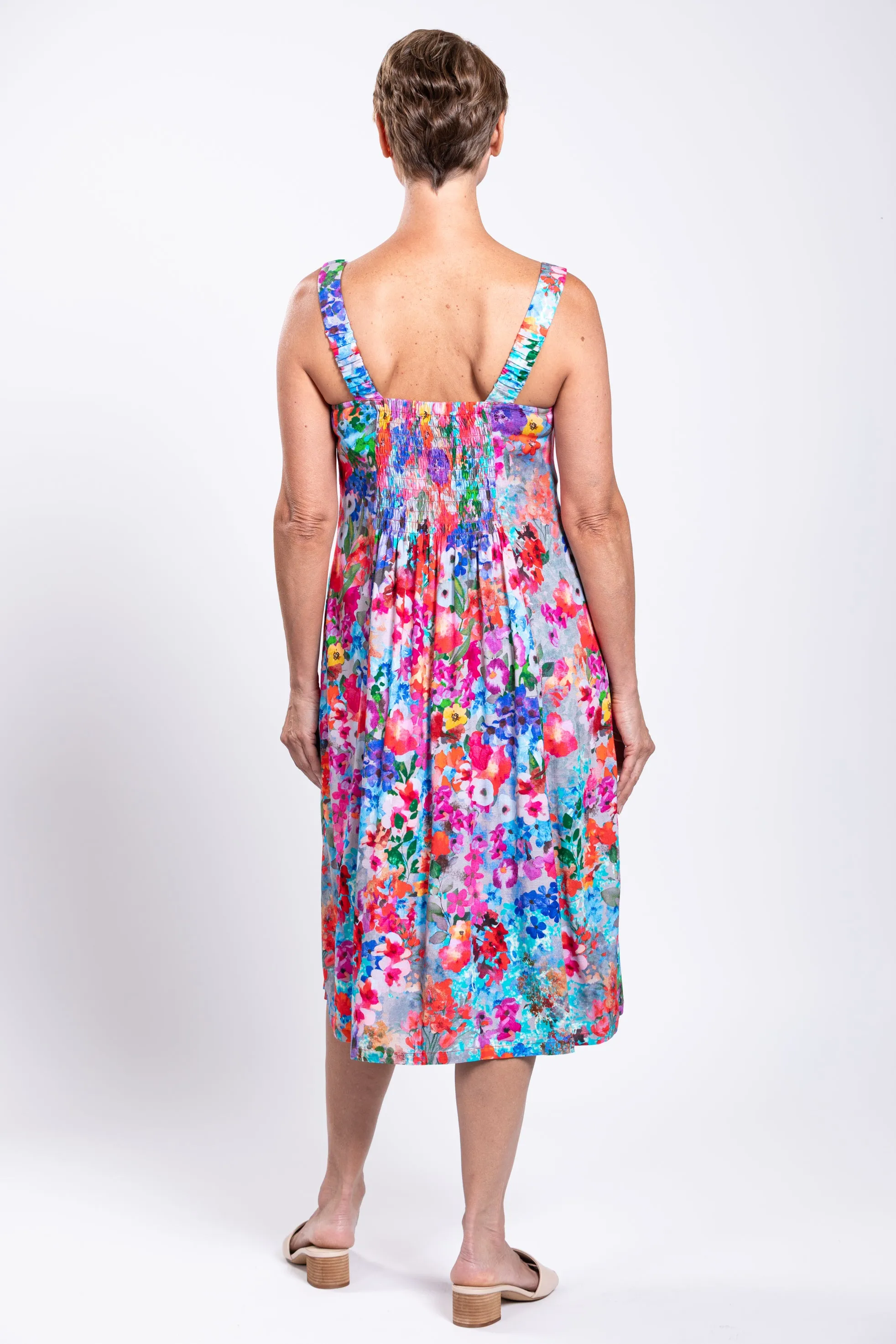 Shauna Dress, Turq Wildflower, Linen Bamboo sold by Blue Sky product image thumbnail 4