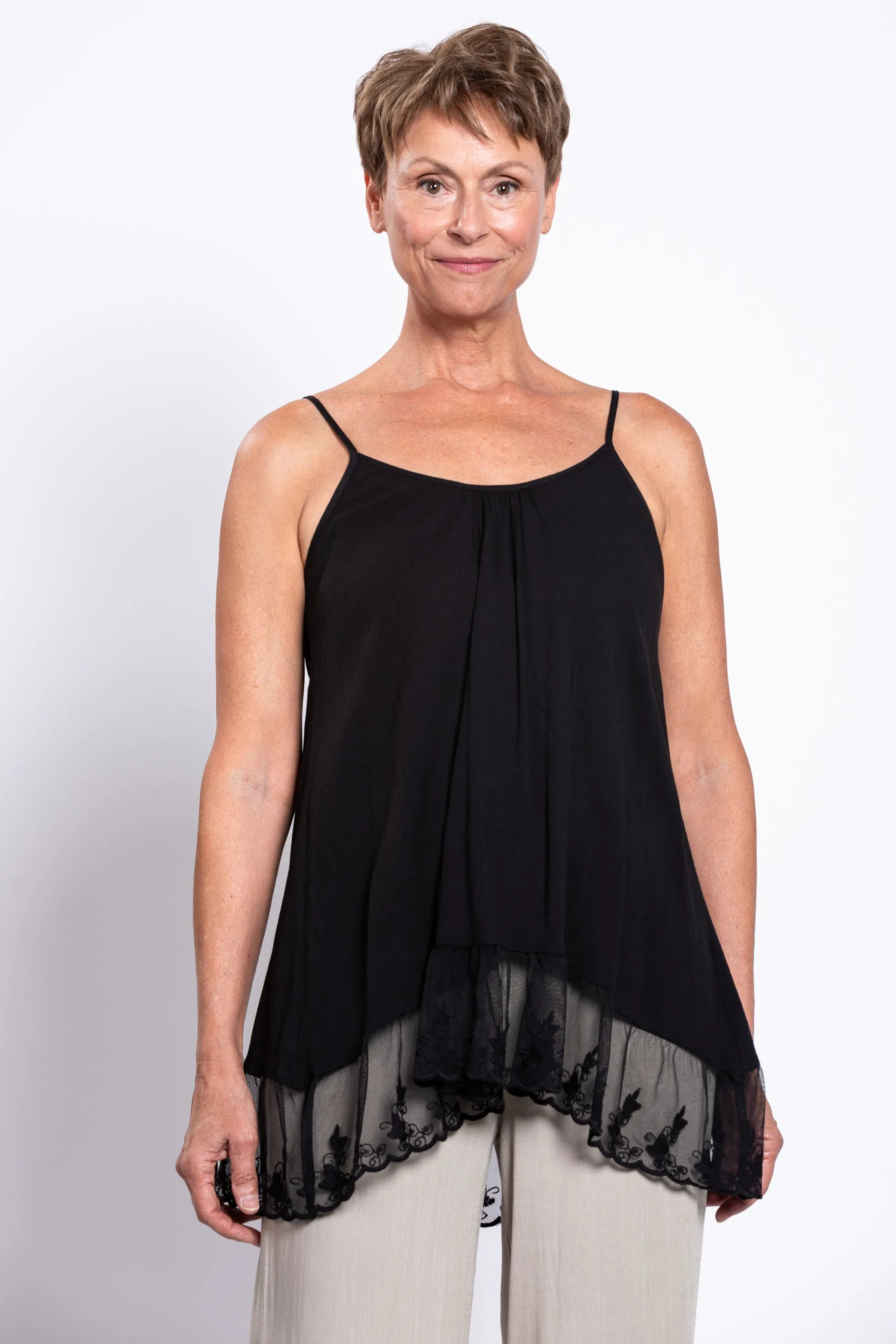 Chantilly Lace, Black, Linen Bamboo sold by Blue Sky