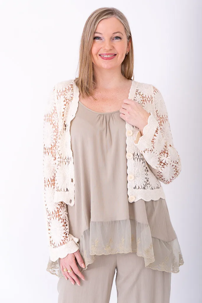 Crochet Sweater, Natural, Cotton sold by Blue Sky product image thumbnail 2