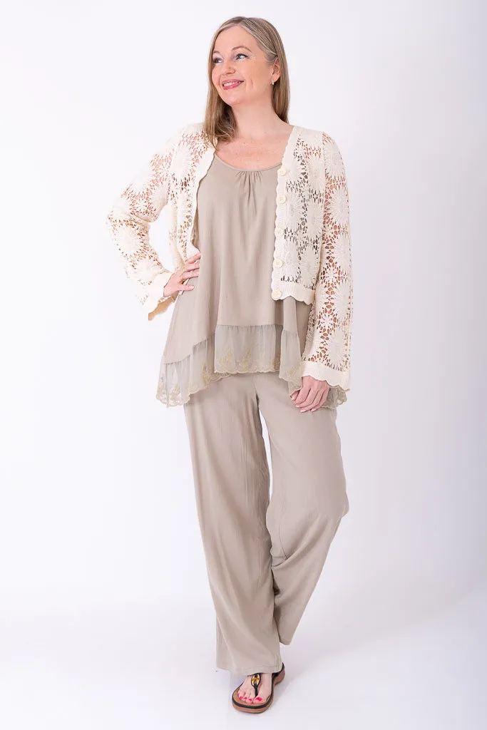 Crochet Sweater, Natural, Cotton sold by Blue Sky product image thumbnail 3