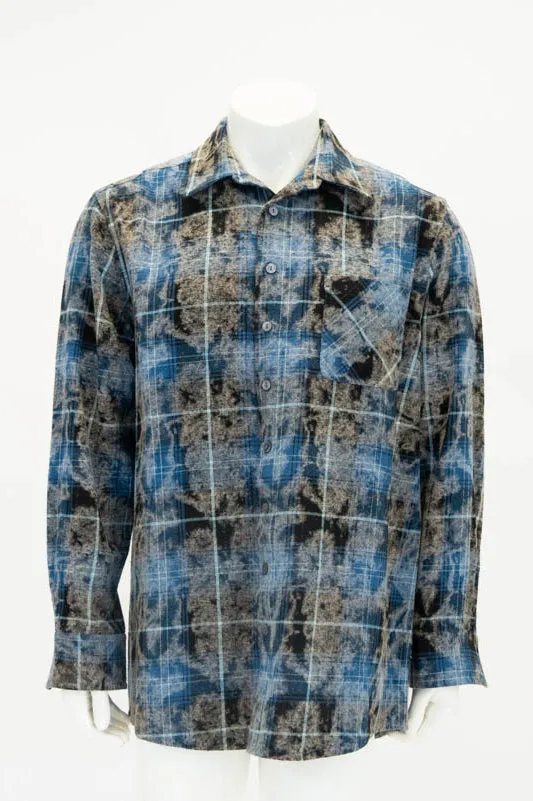 Cory Men's Shirt, Blue Plaid, Cotton sold by Blue Sky