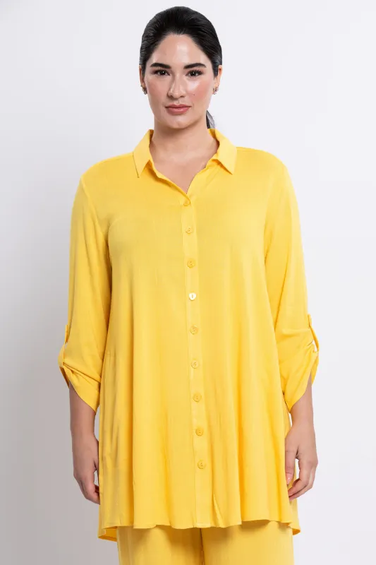 Celine Blouse, Wallflower, Linen Bamboo sold by Blue Sky