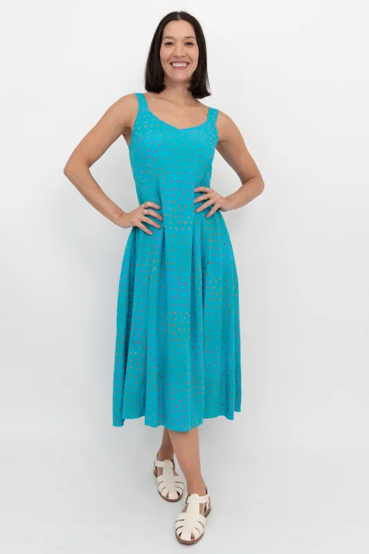 Shauna Dress, Turq Polka sold by Blue Sky