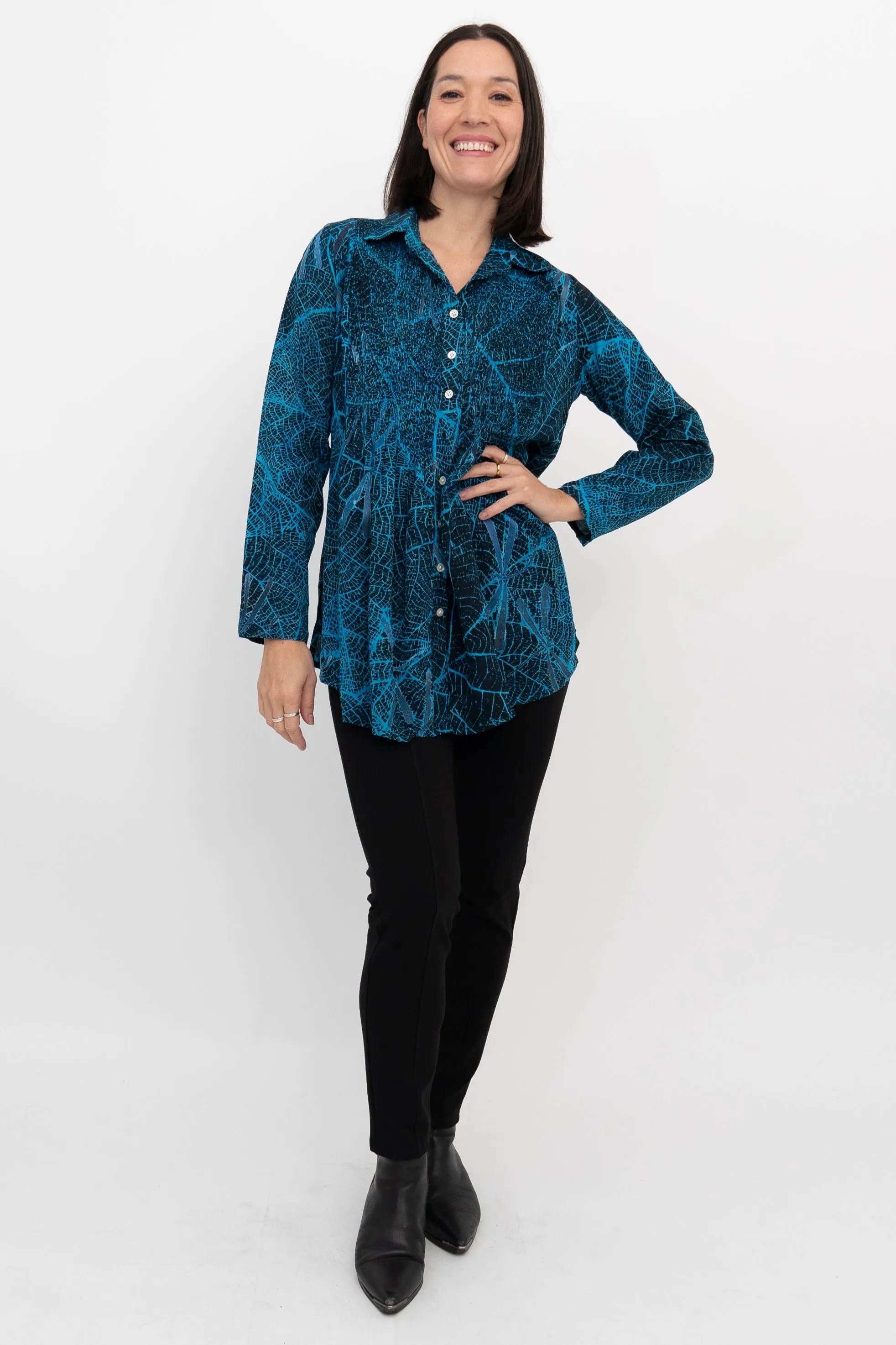 Cindy L/S Blouse, Turq Mesh sold by Blue Sky product image thumbnail 2