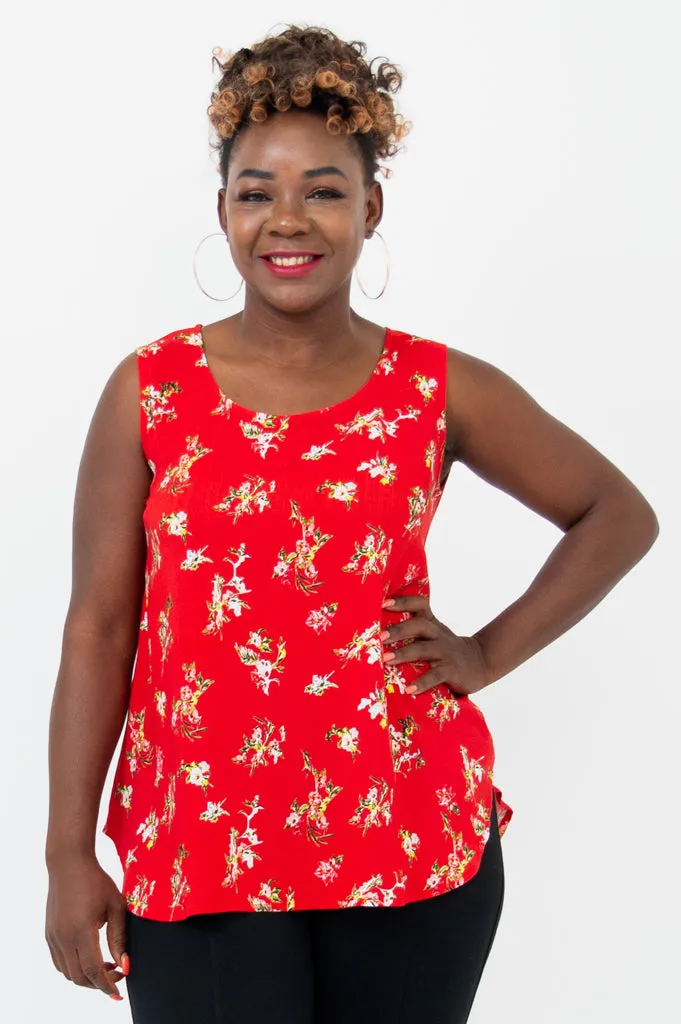 Jimmy Tank, Red Ditsy, Linen Bamboo sold by Blue Sky product image thumbnail 2