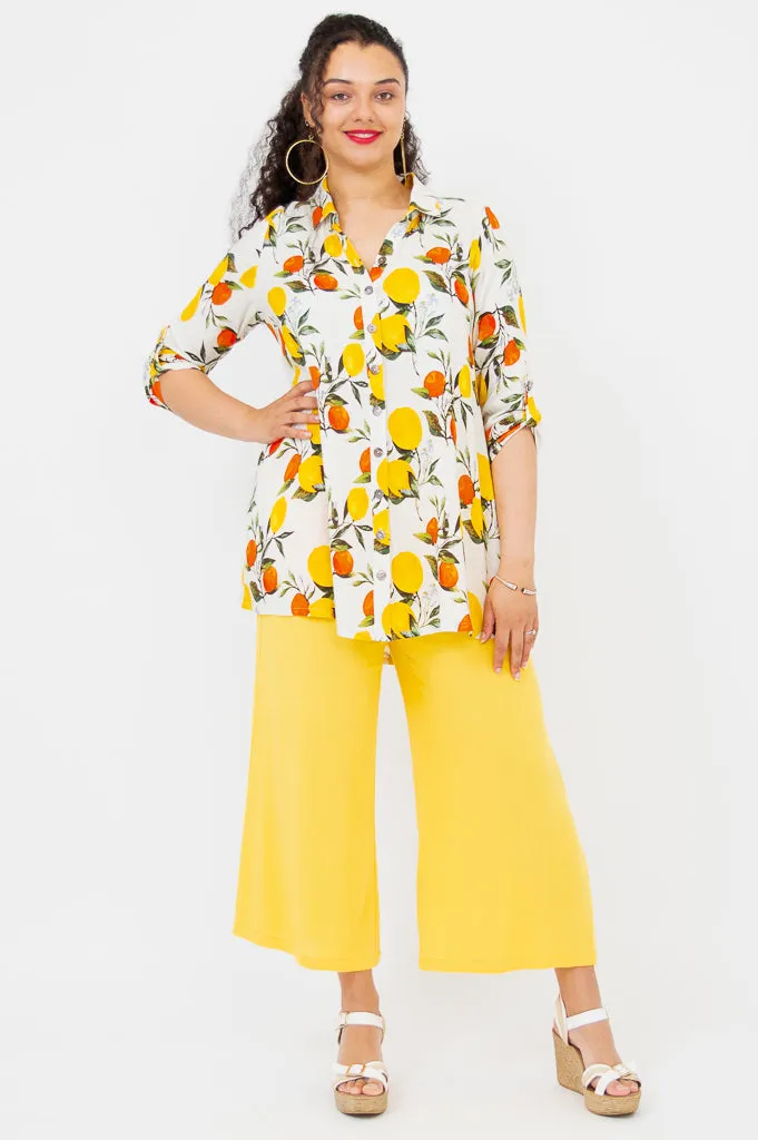 Celine Blouse, Lemonade, Linen Bamboo sold by Blue Sky