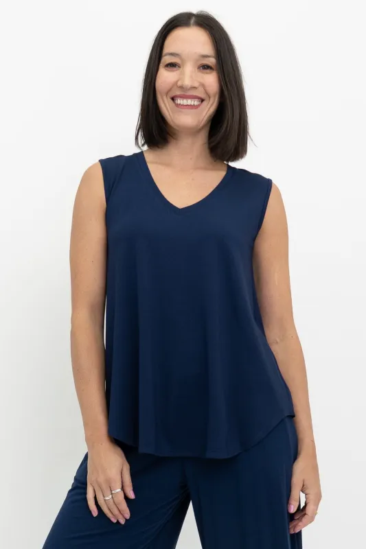 Jackie Tank, Indigo, Bamboo sold by Blue Sky