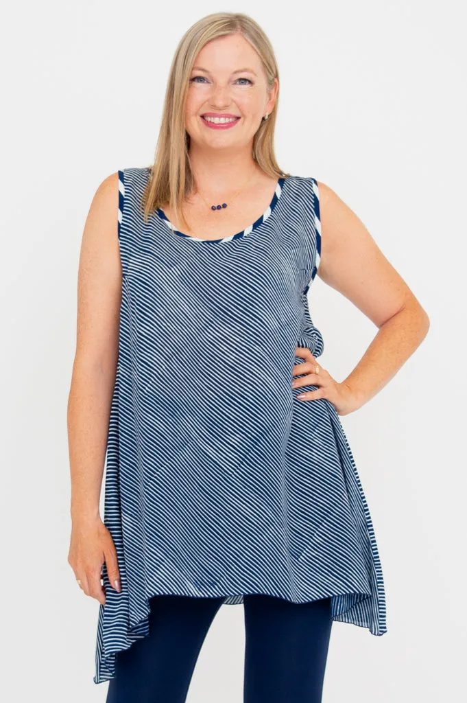 Swing Tank, Indigo Stripe sold by Blue Sky