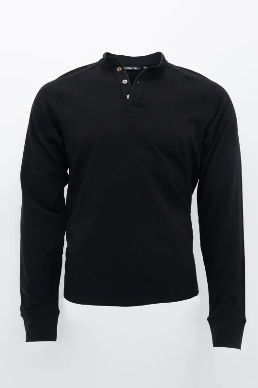 Henley Men's Shirt, Black, Bamboo sold by Blue Sky