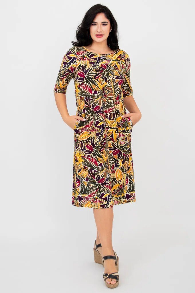 Olivia Dress, Tropikal, Bamboo sold by Blue Sky