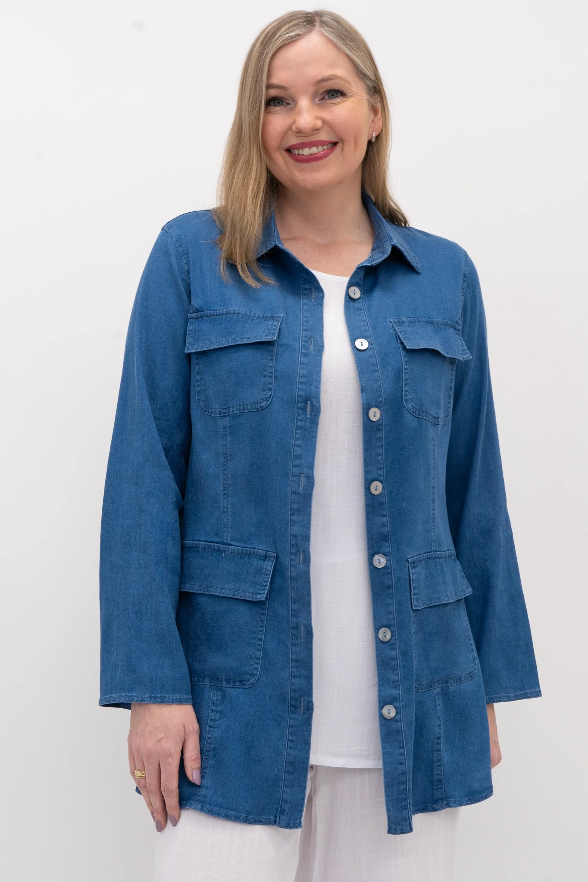 Kelly Jacket, Lightweight Tencel Denim sold by Blue Sky